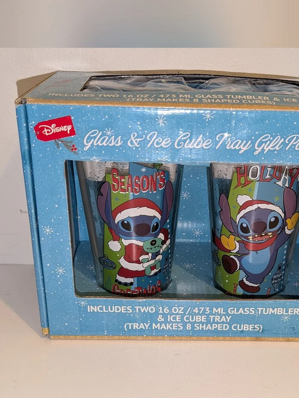 Disney Lilo & Stitch Holiday Glass Tumbler Gift Set - Blue